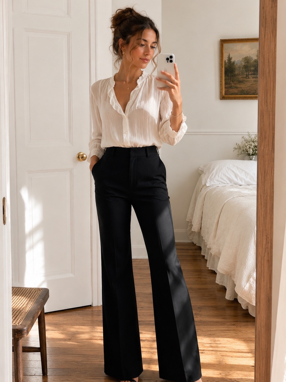 Rafaella High Waisted Black Trousers, Size 8